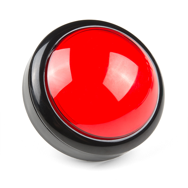Grote Arcade knop met LED - 100mm Rood