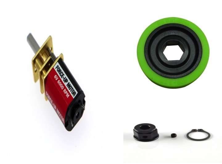 BaneBots Wheel 1-3/8'' x 0.4'', 1/2'' Hex Mount 30A Black/Green | BaneBots Tekerlek 35x10mm