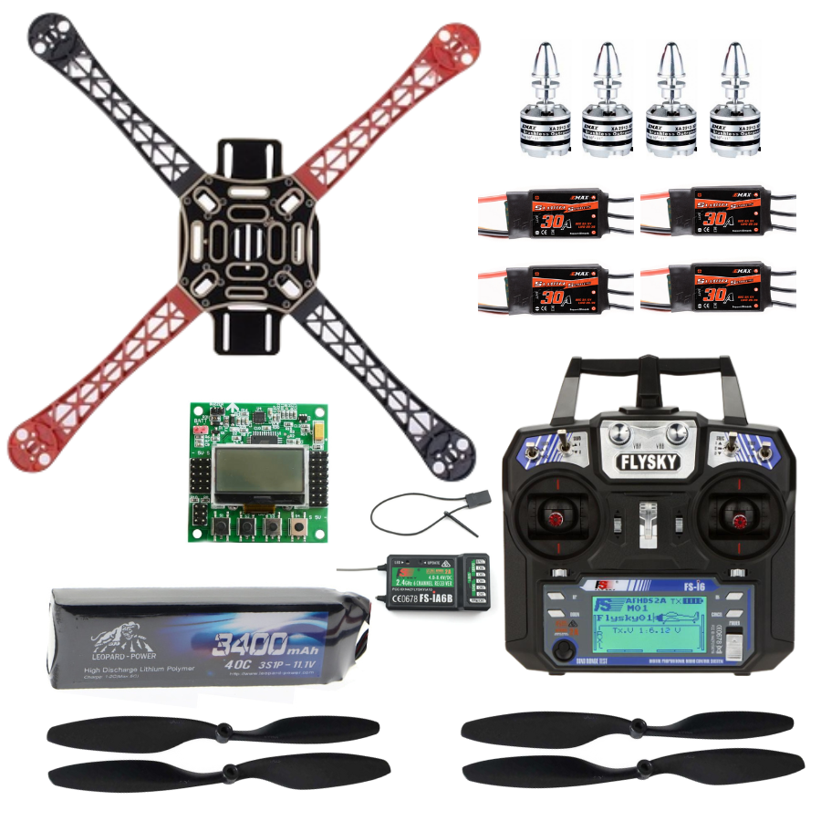 EMAX F450 Drone Seti Combo Paket 6 kanal FlySky kumanda ve KK2. 15 Uçuş Kartlı