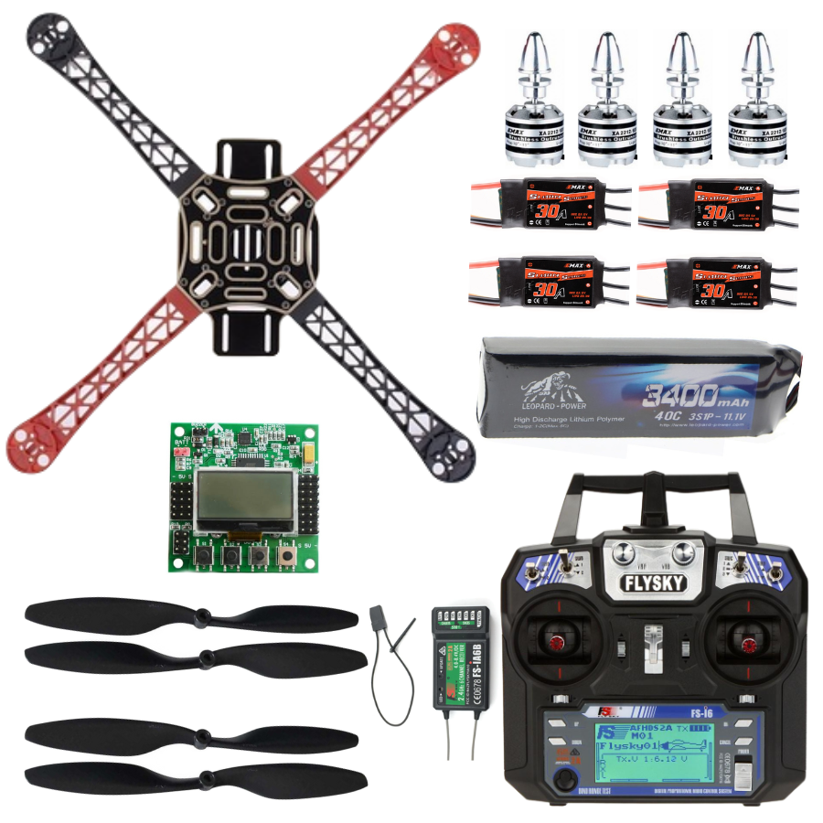 EMAX F450 Drone Seti Combo Paket 6 kanal kumanda ve KK2. 15 Uçuş Kartlı