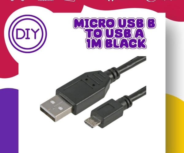 Micro USB B to USB A Male to Male Lead, 1m Black