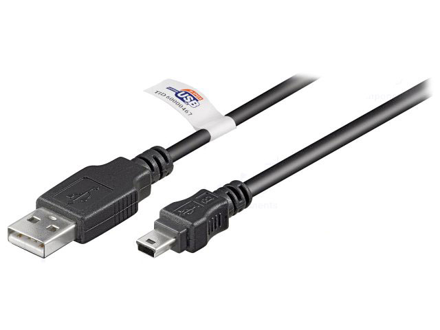 Καλώδιο USB 2.0 A σε USB B mini 1.8m Μαύρο