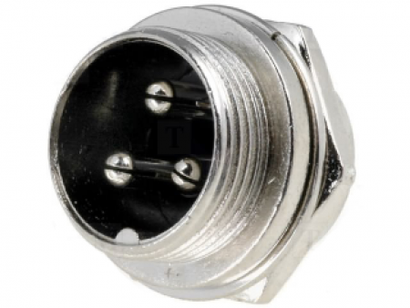 Microphone Connector Male 3-Pin - Panel Mount
