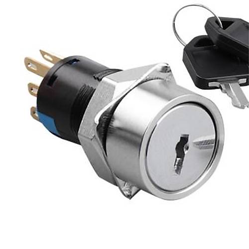 WD16Y-P1 16mm Anahtarlı Mandal Buton 2NO+2NC
