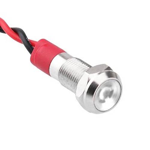 WD06L-P2 6mm 12-24V Kablolu Metal Sinyal Lambası - Beyaz