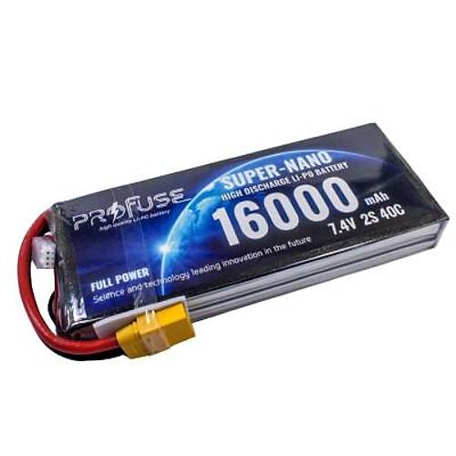 7.4V 2S 16000mAh 40C Lipo Batarya