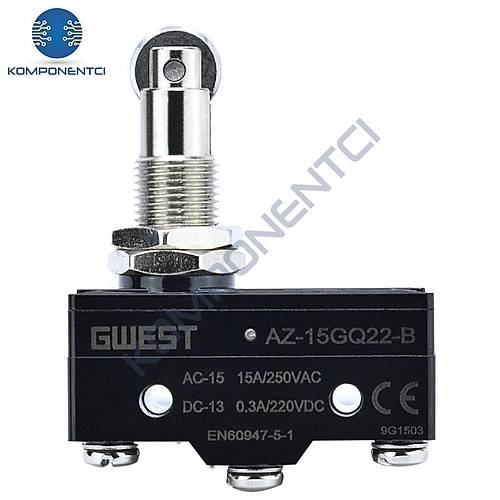 Gwest AZ-15GQ22-B Dikey Metal Makaralı Mikro Switch 15A 1NO + 1NC