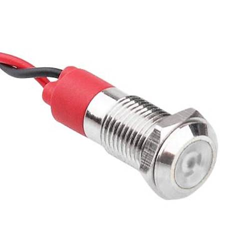 WD08L-P2 8mm 12-24V Kablolu Metal Sinyal Lambası - Beyaz