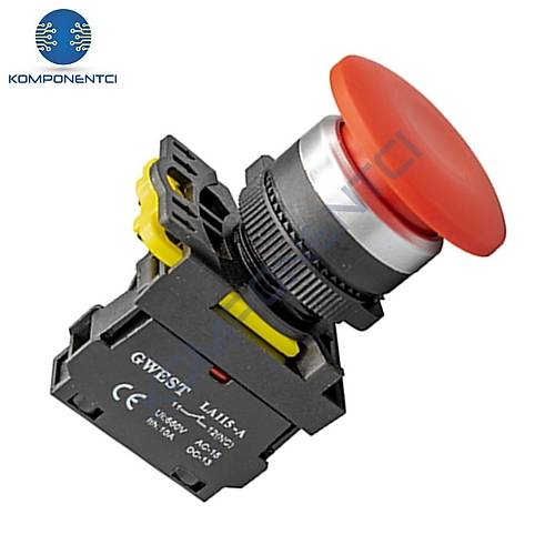 Gwest A5-01M 22mm Kayıcı Stop Mantar Buton Kırmızı 1NC