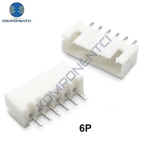 6 Pin JST-XH 2.54 Düz Tunik Konnektör Erkek