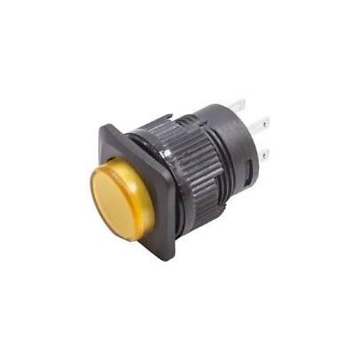 RL16-504B 16MM Plastik 4 Pin Yaylı Buton Sarı