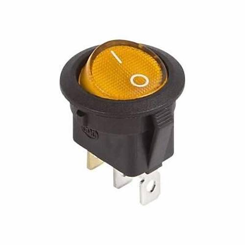 KCD1 Siyah Sarı Işıklı On/Off Anahtar 3 Pin