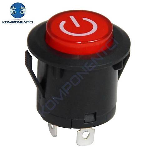 IC-180F 26mm Kalıcı Ledli Rocker Buton Power Simgeli 3P