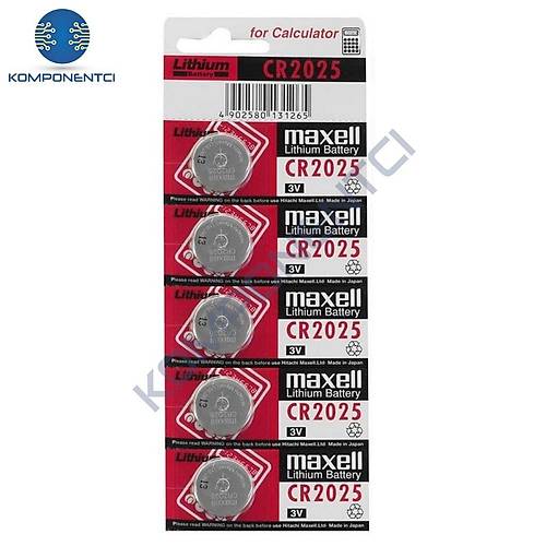 Maxell CR2025 3V Lityum Düğme Pil 5'li Paket