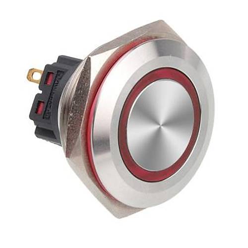 WD30B-P1Z-E 30mm Düz Anahtarlı Işıklı Metal Buton - Kırmızı