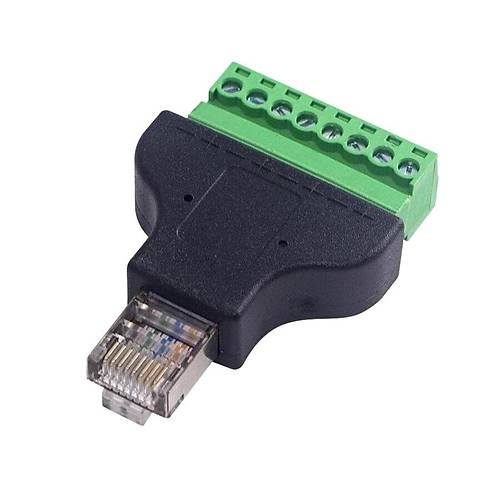 RJ45 Erkek - 8 Pin Vidalı Terminal Dönüştürücü Adaptör