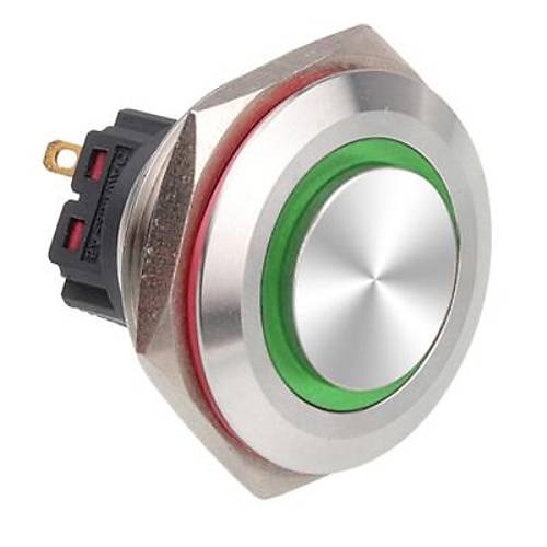 WD30B-G1Z-E 30mm Çıkık Anahtarlı Işıklı Metal Buton - Yeşil