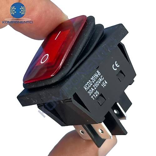 IC-104W-S Körüklü Geniş Işıklı Kırmızı Anahtar 30A On-Off 4P