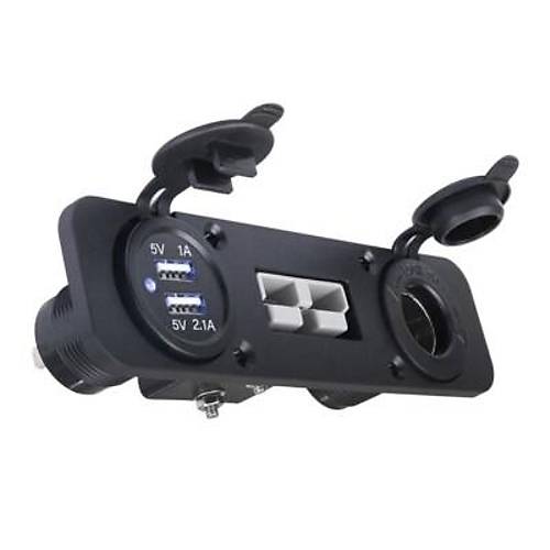 Dişi Araç Çakmaklık ve 2x5V USB Paneli - Anderson Power Soketli