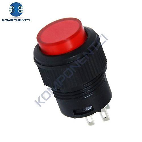 IC-180B 16mm Işıklı Buton Yaylı Kırmızı