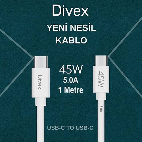 Divex 5.0A 45W Type-C - USB-C Hızlı Şarj Data Kablosu DC-140
