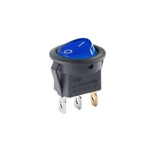 KCD1 Siyah Mavi Işıklı On/Off Anahtar 3 Pin