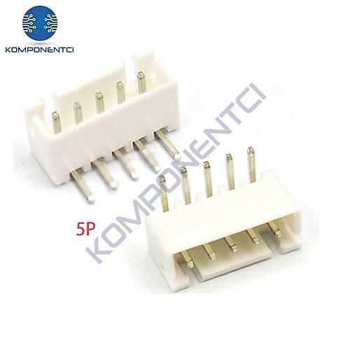 5 Pin JST-XH 2.54 Tunik Konnektör Erkek Eğik 90°