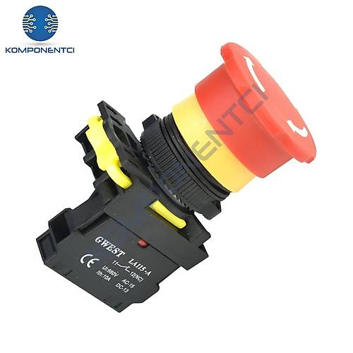 Gwest A5-01ZS 22mm Kalıcı Acil Stop Mantar Buton 40mm 1NC