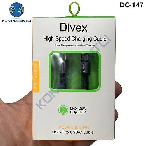 Divex Type-C to Type-C 20W 3A Hızlı Şarj ve Veri Transfer Kablosu DC-147