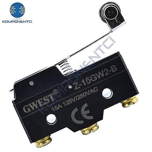 Gwest AZ-15GW2-B Uzun Palet Metal Makaralı Mikro Switch 15A 1NO + 1NC