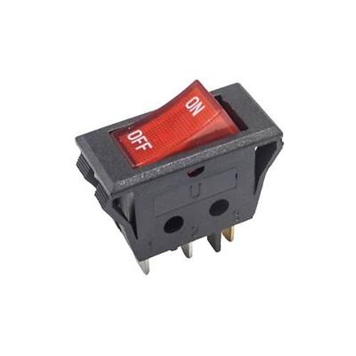 T85 Tekli Dar Işıklı On/Off Anahtar - Kırmızı