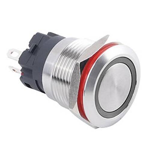 WD19A-P1Z-E 19mm Düz Anahtarlı Işıklı Metal Buton - Beyaz