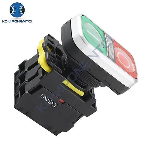 Gwest A5-11RD-110 Kırmızı Yeşil Led Işıklı İkiz Buton 1NO+1NC 110V