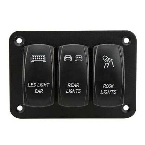 3'lü ON-OFF Işıklı Anahtar Switch Panel 12V-24V- Yeşil