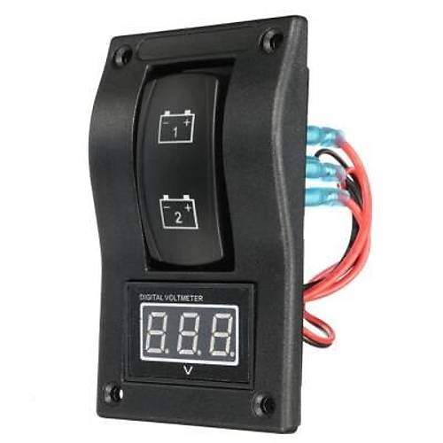 12-24V Ekranlı Çift Akü Göstergesi ON-OFF-ON Anahtar Voltmetre