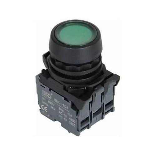 ISP-AW33B5 24V Led Işıklı Yaylı Buton - Yeşil
