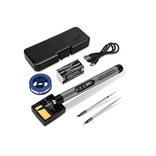 Şarjlı Havya Kalemi Seti USB Kutulu (Gri - Ekranlı)