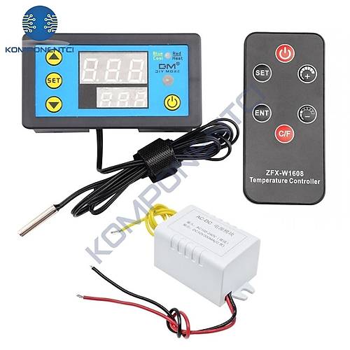 W3231 ZFX-W1608 DC12V Uzaktan Kumandalı Dijital Termostat