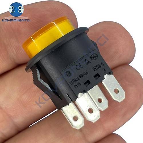 IC-180N Buton Plastik 22mm 12V 4P Sarı