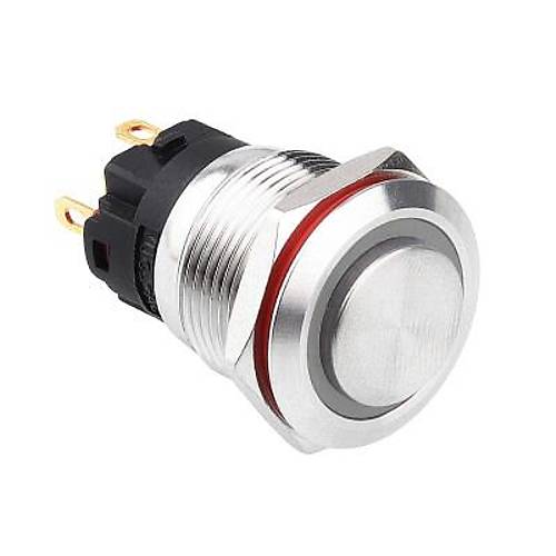 WD19A-G1-E 19mm Çıkık Yaylı Işıklı Metal Buton - Beyaz