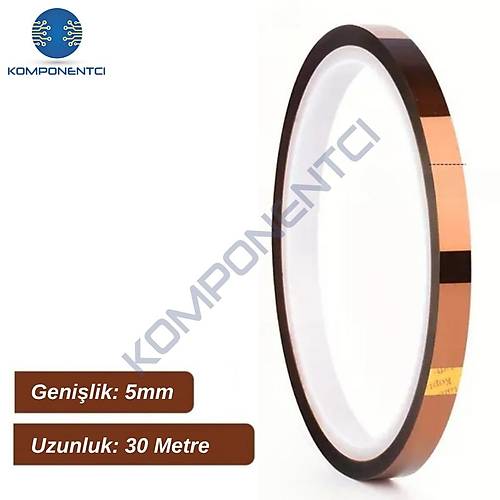 Kapton Bant 5mmx30m Yüksek Isıya Dayanıklı Yanmaz Bant