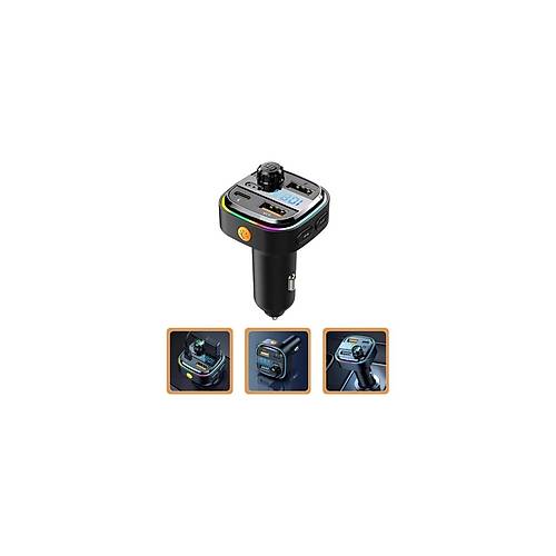 AFT-13 Wireless 3.1A 2xUSB TF Kartlı Type-C RGB Işıklı FM Transmitter