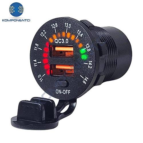 IC-266D-5 Pano Tip Akü Göstergeli İkili USB 3.0