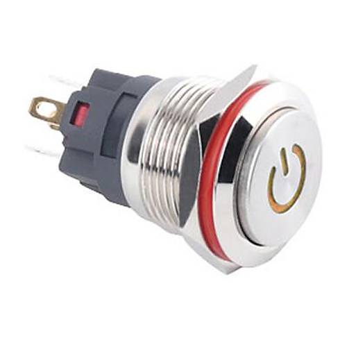 WD19A-G1Z-C 19mm Çıkık Anahtarlı Işıklı Power Metal Buton - Sarı