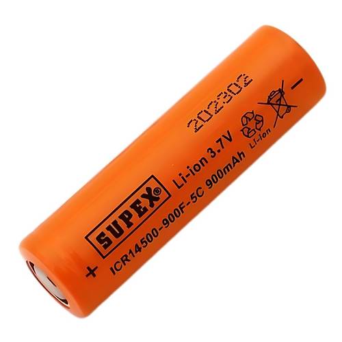 Supex ICR14500 3.7V 900mAh Li-ion Şarjlı Pil 5C Deşarj Akımı (Başsız)
