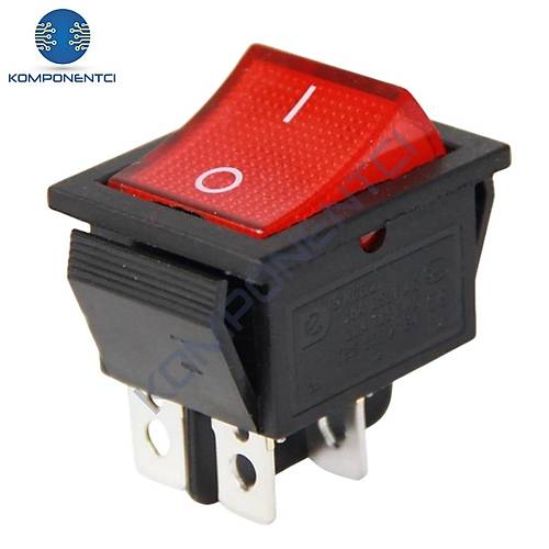 IC-104 Geniş Işıklı Anahtar On Off Switch 4P Kırmızı
