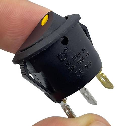 KCD1 Sarı Nokta Işıklı On-Off Anahtar 12V
