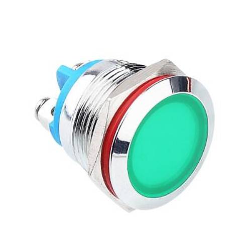 WD19L-P0 19mm 12-24V Metal Sinyal Lambası - Yeşil