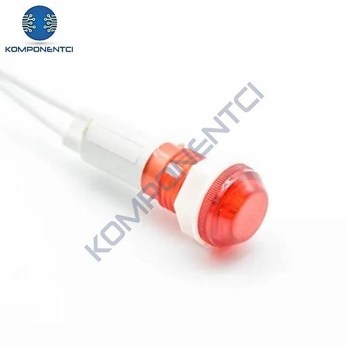 IC-227 10mm Sinyal Lambası Plastik Kablolu 220V Kırmızı