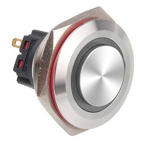 WD30B-G1-E 30mm Çıkık Yaylı Işıklı Metal Buton - Beyaz
